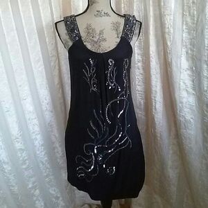 Hannah Jo Black Silk and Sequined Dress
